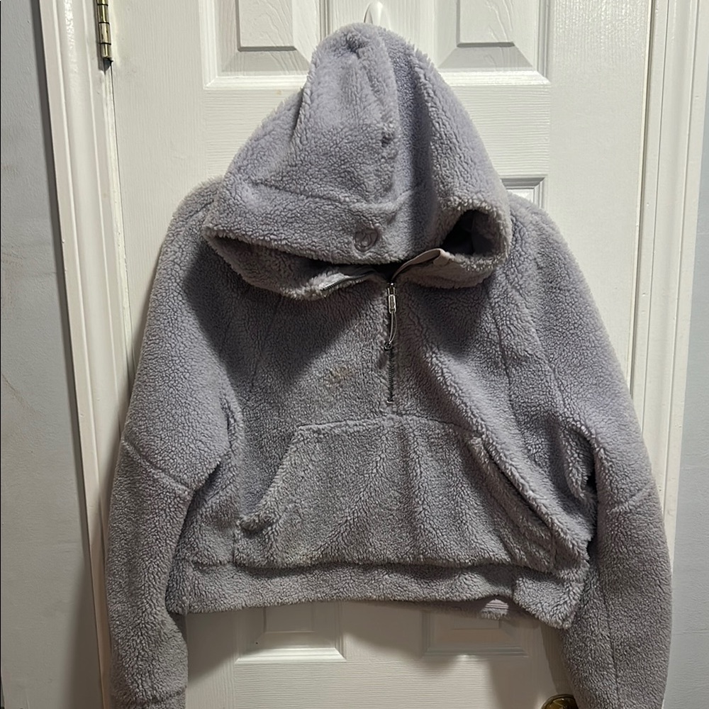 Lululemon purple cropped Sherpa pullover hoodie
